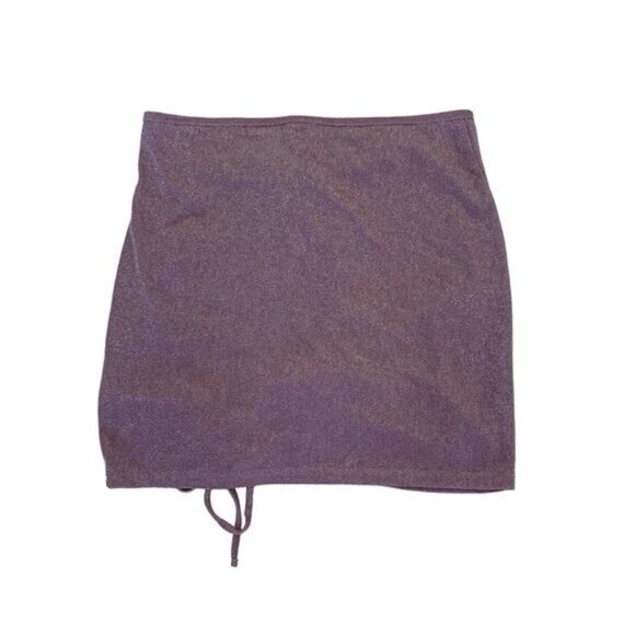 Fashion Nova Mini Skirt Medium Purple Shimmer Bodycon Sexy Night Out - Picture 2 of 3